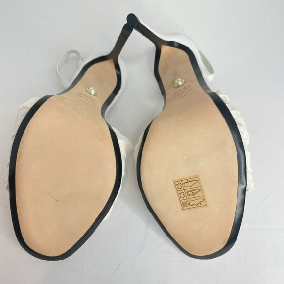 ALEVI Milano White Leather Mesh Slingback Stiletto Heels - IT 38.5, US 8.5 - Picture 6 of 12